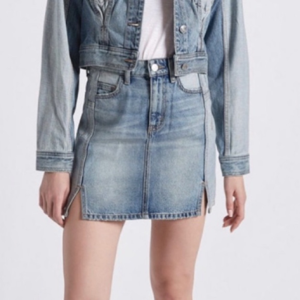 Current/Elliott The Reversed Mashed Denim Skirt